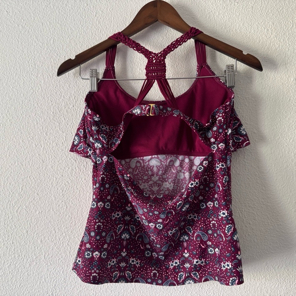Arizona Jean Paisley Flounce Braided Tankini Swim Top Large Boho Beach - Picture 10 of 11
